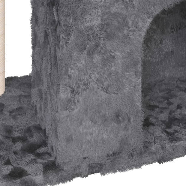 The Living Store Kattenboom - Meerdere niveaus - Comfortabel pluche - Duurzaam sisal - 66x40x51 cm - Donkergrijs
