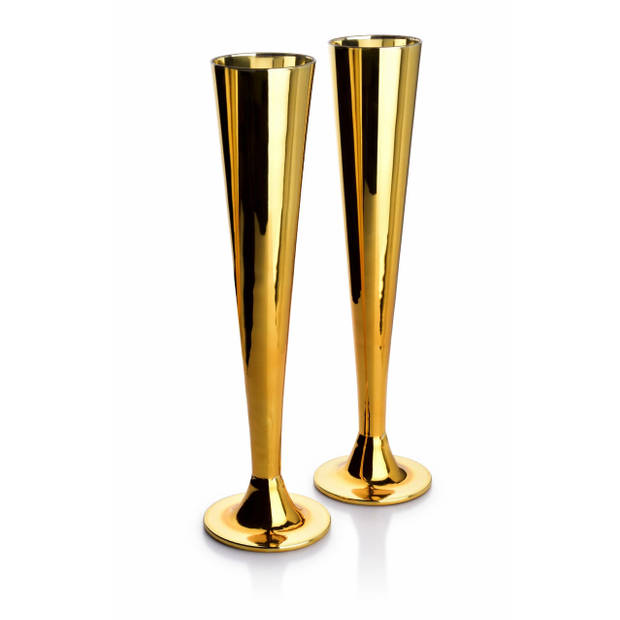 Affekdesign Nayra Gold set van 2 luxe champagne glazen van glas 200ml goud
