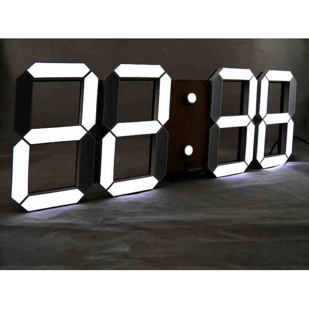 3D Led wekker - Klok - Tafel - Thermometer - Alarm - USB - Zwart