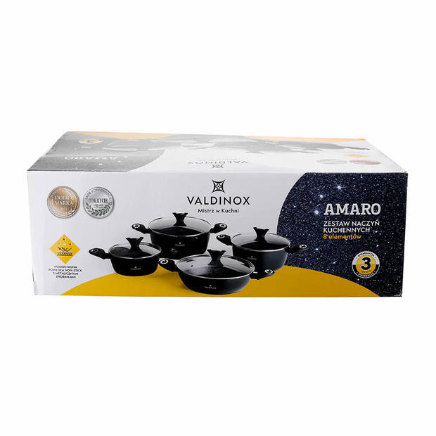 Valdinox Amaro 8 delige exclusieve pannenset met keramische coating zwart