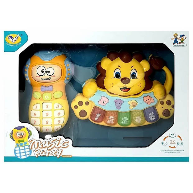 Interactieve speelgoed telefoon en piano leeuw - Vanaf 1,5 jaar - Kindertelefoon - Piano kinderen - Geel