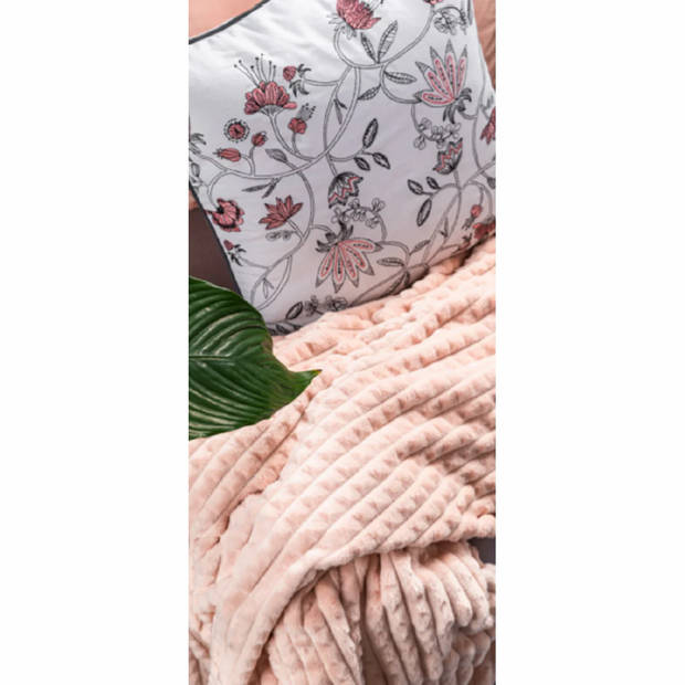 Miss Lucy Tressa Plaid 160 x 210 cm - Deken - Woonaccessoire - Fluweel zacht - Licht roze - Poeder roze
