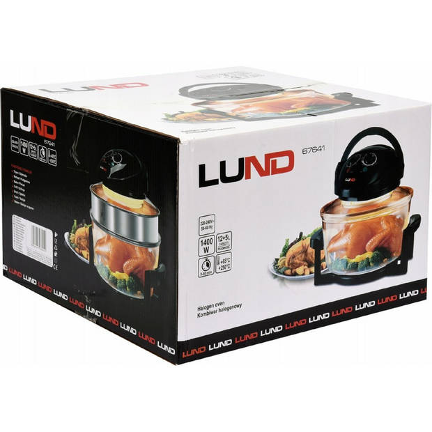 LUND Professional heteluchtoven 12 + 5L zwart - Halogeen oven - Convectie oven - 1400W