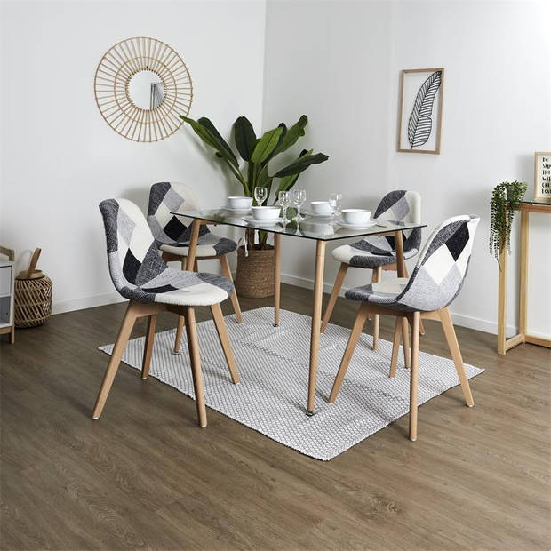 Malmo Set van 2 stuks Patchwork Eetkamerstoelen - Grijs