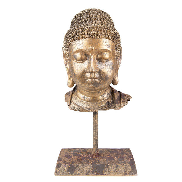 Clayre & Eef Beeld Boeddha 13x9x25 cm Goudkleurig Polyresin Woonaccessoires Goudkleurig Woonaccessoires