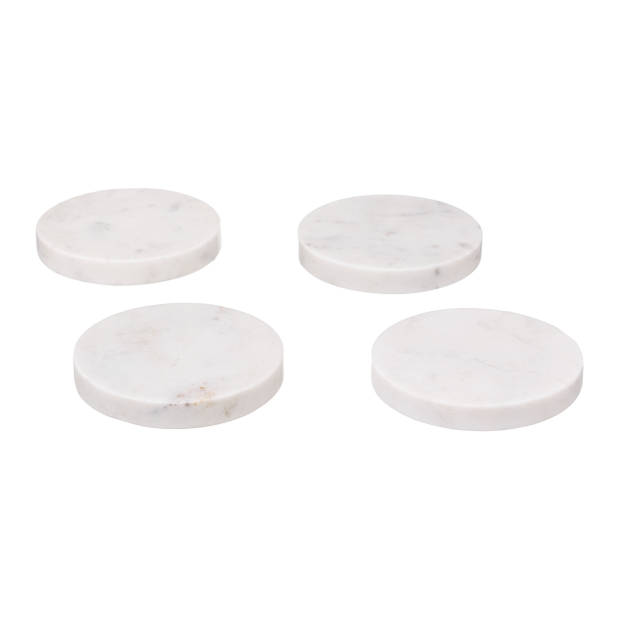 Marmeren onderzetters Marble Rond Coaster 4 stuks - Wit