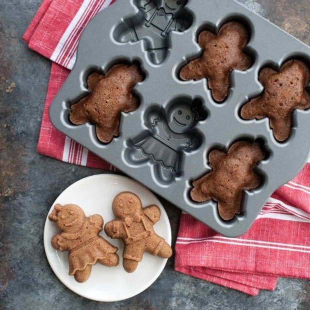 Nordic Ware - Bakvorm "Gingerbread Kids Cakelet Pan" - Nordic Ware Sparkling Silver Holiday
