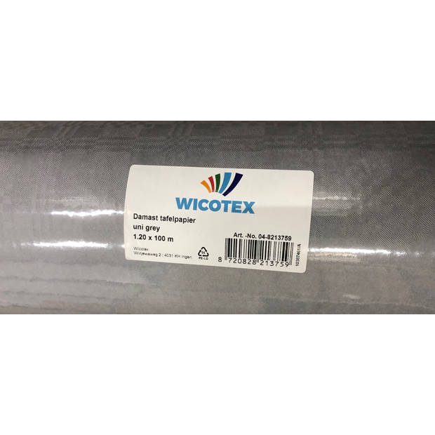 Wicotex-Tafelpapier op rol Damastpapier 120cm x 100meter. Uni grijs