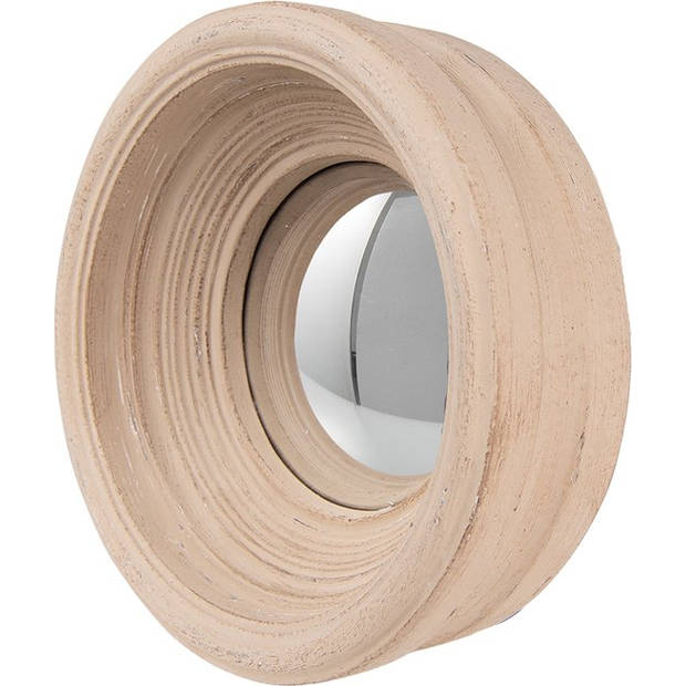 Clayre & Eef Spiegel Ø 24 cm Beige Kunststof Rond Grote Spiegel Beige Grote Spiegel