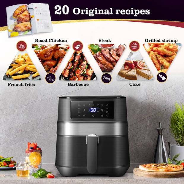 Taylor Swoden Andrea 30A3L - Airfryer XXL - Heteluchtfriteuse - met kookboek - 1700W - 5.5L - Zwart