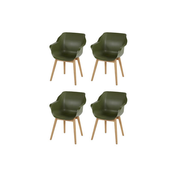 Set van 4- Hartman Sophie Studio diningstoel- Moss green- Teak poot