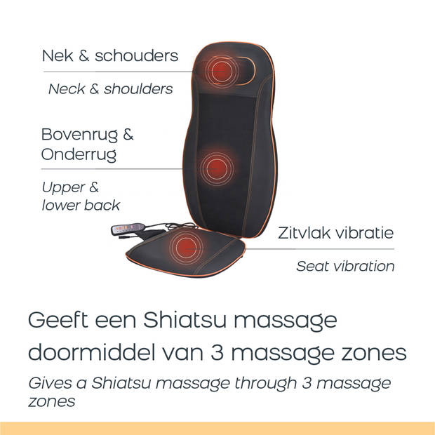 Orange Care Infrarood Massage Stoelkussen met warmtefunctie voor spierpijnverlichting, ontspanning