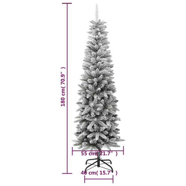 vidaXL Kunstkerstboom met sneeuw smal 180 cm PVC en PE