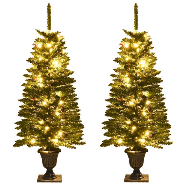 The Living Store Kerstboomset Delux - 120 cm - met krans en slinger - LED