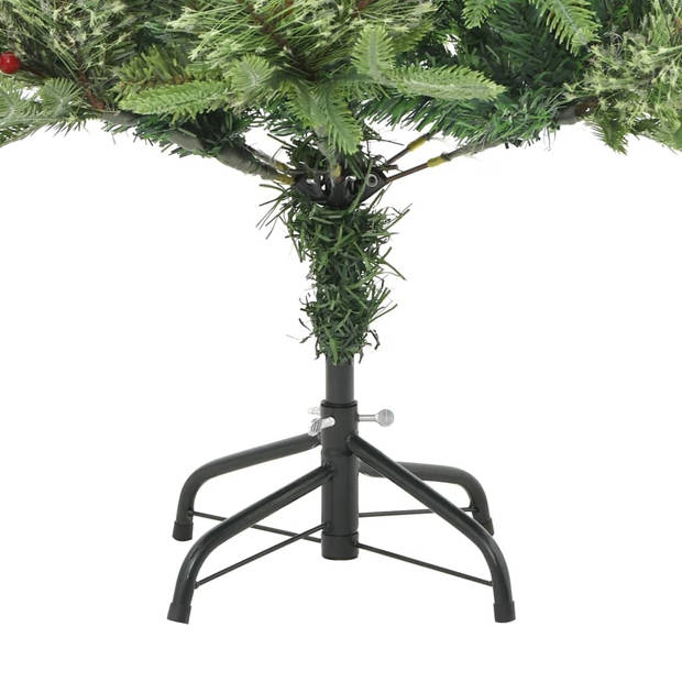 The Living Store Kerstboom PVC/PE - 150 cm - Met LED-verlichting - Scharnierende constructie