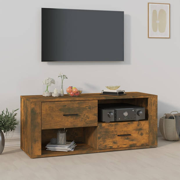 vidaXL Tv-meubel 100x35x40 cm bewerkt hout gerookt eikenkleurig