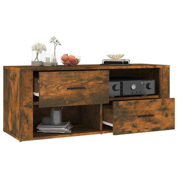 vidaXL Tv-meubel 100x35x40 cm bewerkt hout gerookt eikenkleurig