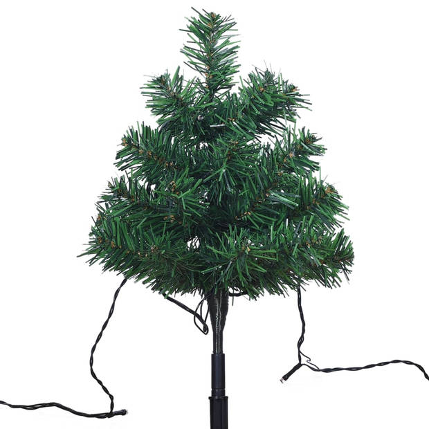 The Living Store Tuinpadbomen - Kerstbomen LED - 30 cm - PVC uiteinden - 8 lichteffecten