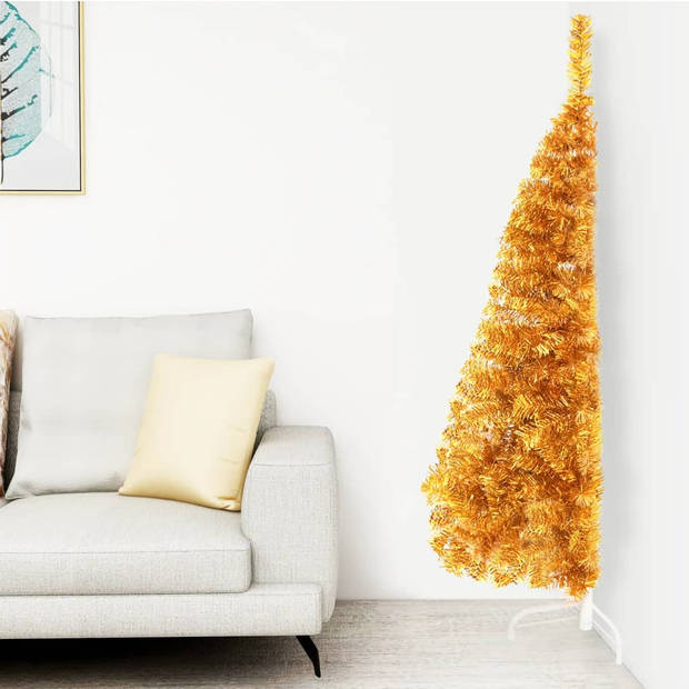 The Living Store halve kunstkerstboom - goud - 120 cm hoog - met 250 takken