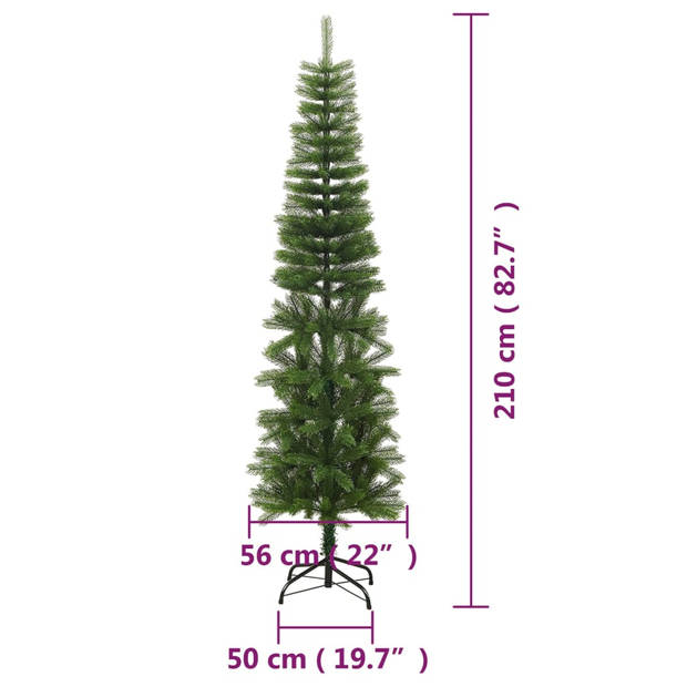 The Living Store Kerstboom Smal - 210 cm - Volle Uiteinden - Groen - PE en staal