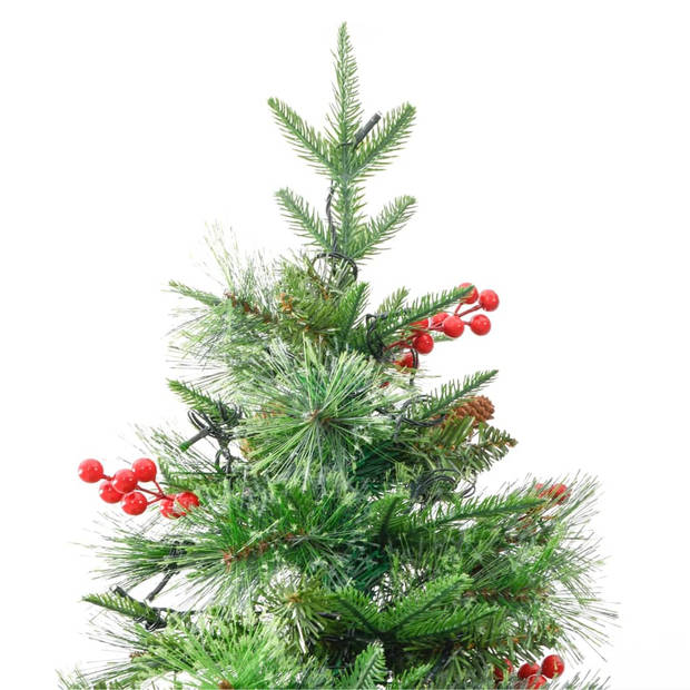 The Living Store Scharnierende kerstboom PVC en PE - 225 cm - Met LEDs