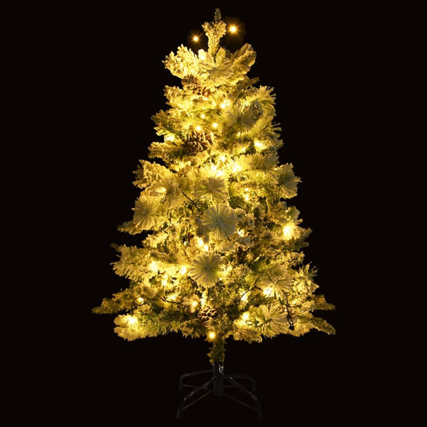 The Living Store Kerstboom - Scharnierend - 150 cm - LED-verlichting - Groen en wit