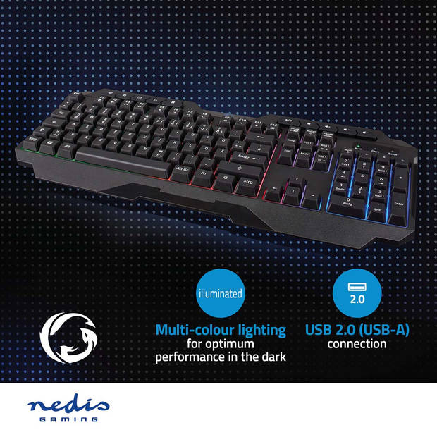 Nedis Bedraad Gaming Toetsenbord - GKBD110BKDE