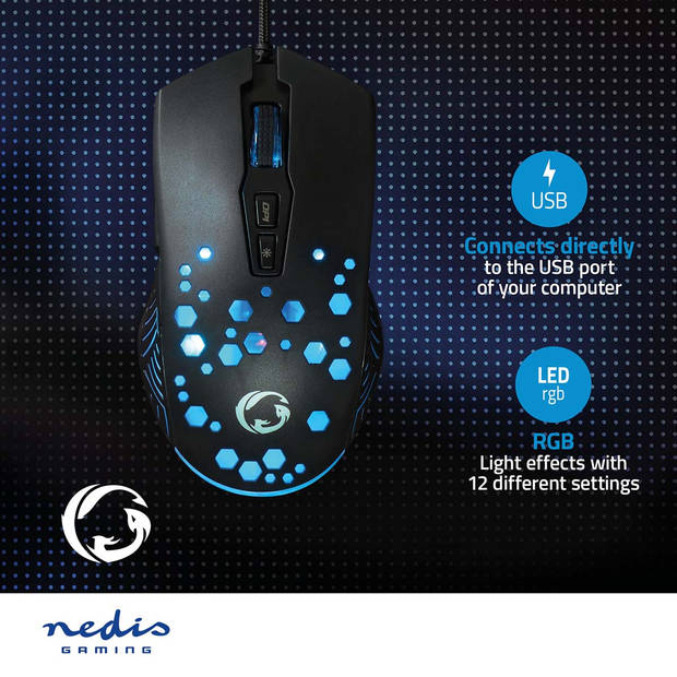 Nedis Gaming Muis - GMWD410BK