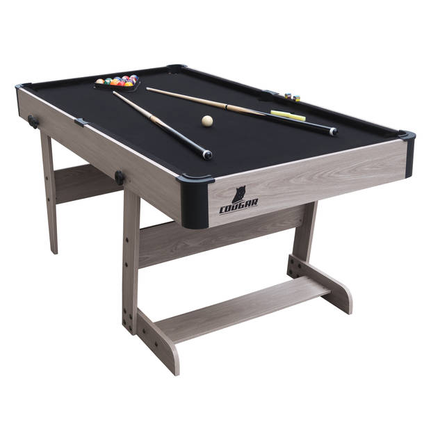 Cougar Hustle XL Pooltafel 6ft inklapbaar eiken / zwart Inklapbare biljarttafel incl. accessoires