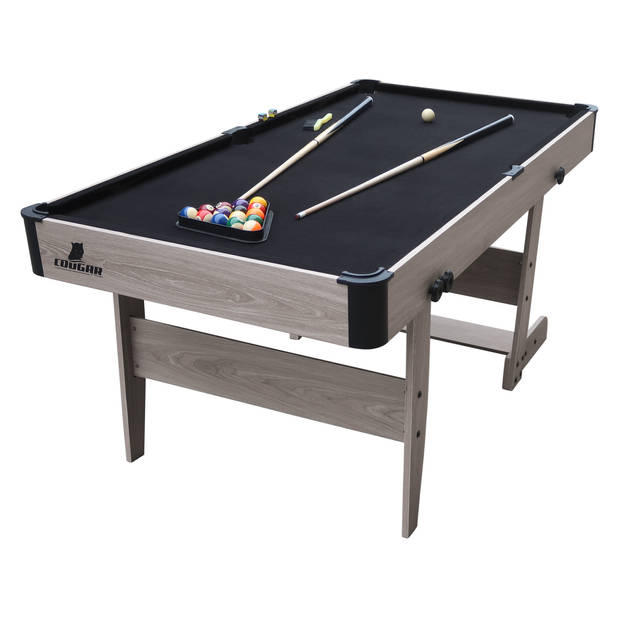 Cougar Hustle XL Pooltafel 6ft inklapbaar eiken / zwart Inklapbare biljarttafel incl. accessoires