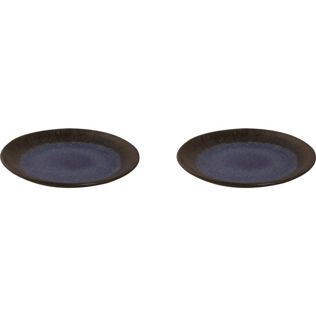 Palmer Bord Tama 22 cm Zwart Blauw Stoneware 2 stuks