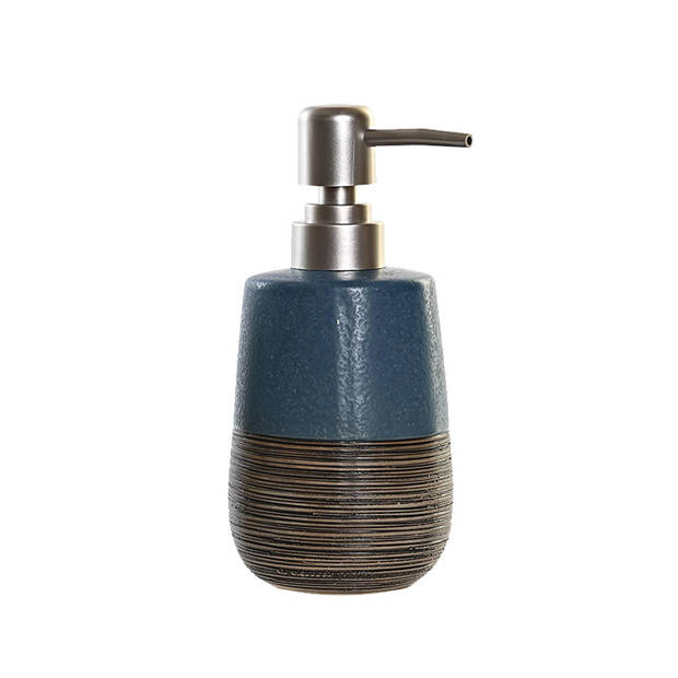 Toiletborstel met houder 36 cm en zeeppompje 280 ml polystone marine blauw - Badkameraccessoireset