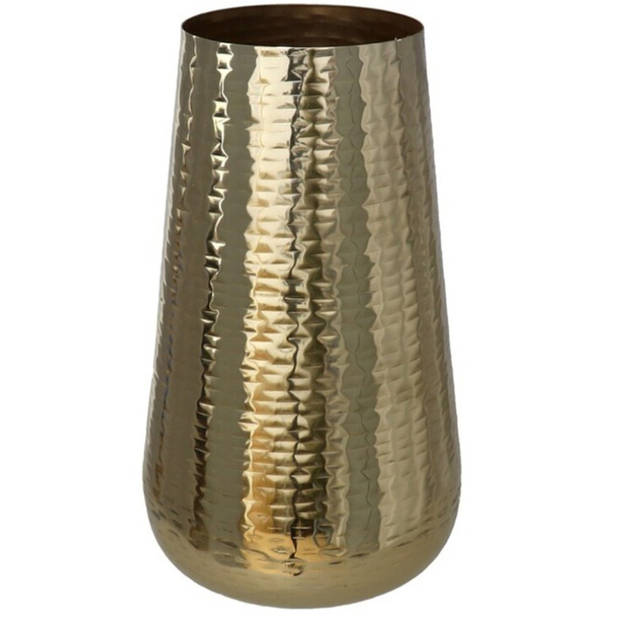 Bloemenvaas van metaal 30 x 16 cm kleur metallic goud - Vazen