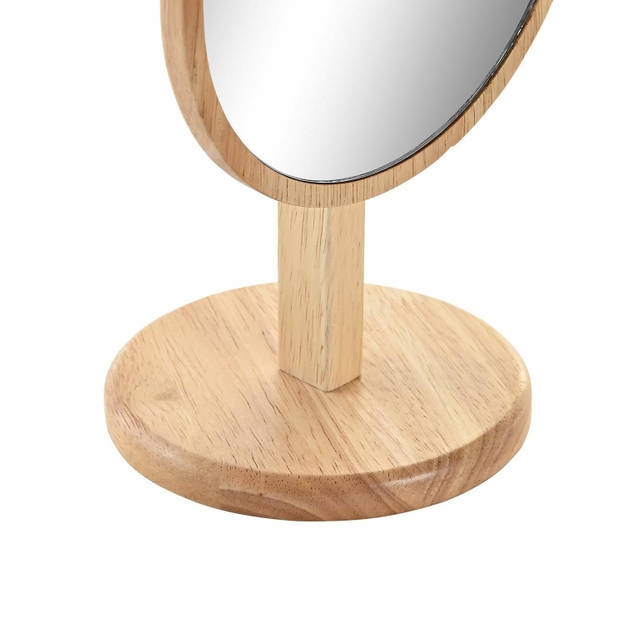 Items Make-up spiegel op standaard - rond - bamboe - 22 cm - Make-up spiegeltjes