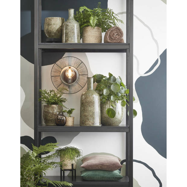 Mica Decorations - Plantenpot/bloempot - Terracotta - groen - D16 x H13 cm - Plantenpotten