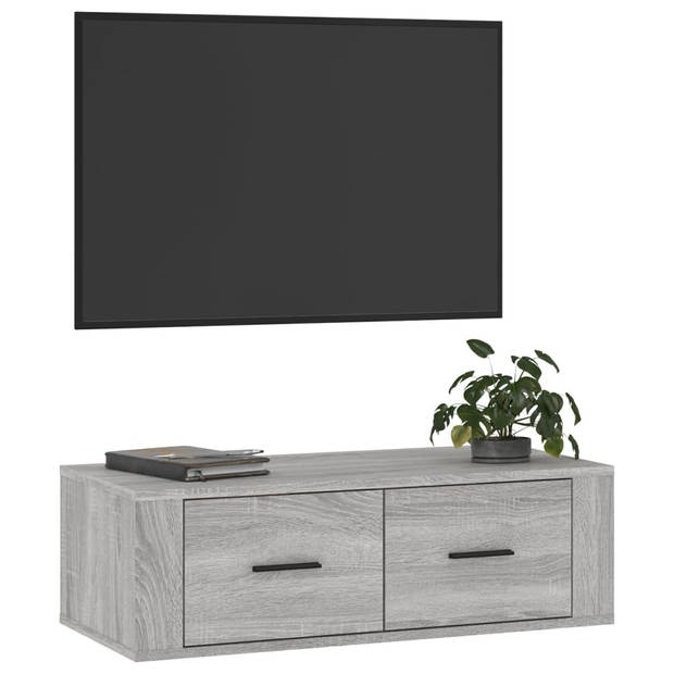 The Living Store TV-meubel - hangend - grijs sonoma eiken - 80 x 36 x 25 cm - opbergruimte