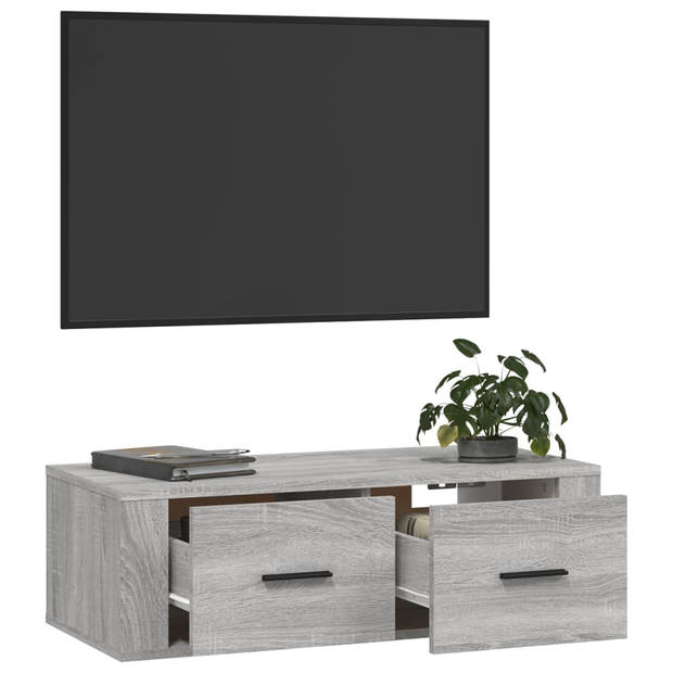 The Living Store TV-meubel - hangend - grijs sonoma eiken - 80 x 36 x 25 cm - opbergruimte