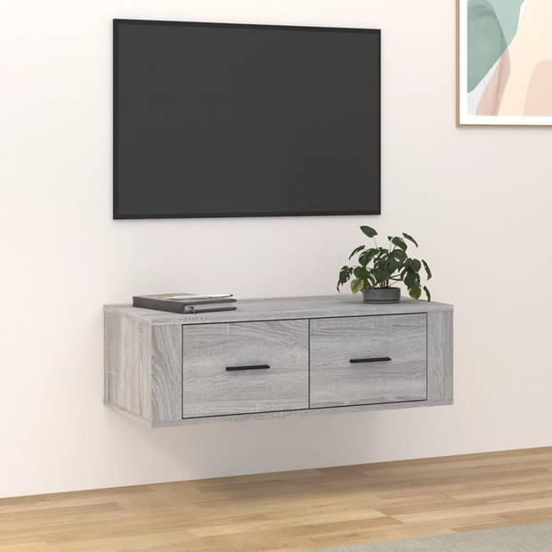 The Living Store TV-meubel - hangend - grijs sonoma eiken - 80 x 36 x 25 cm - opbergruimte