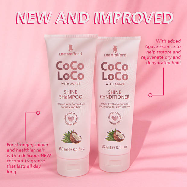 Lee Stafford CoCo LoCo & Agave Set - Shampoo, Conditioner & Haarmasker - Voor Droog & Fultoos Haar - met Massageborstel