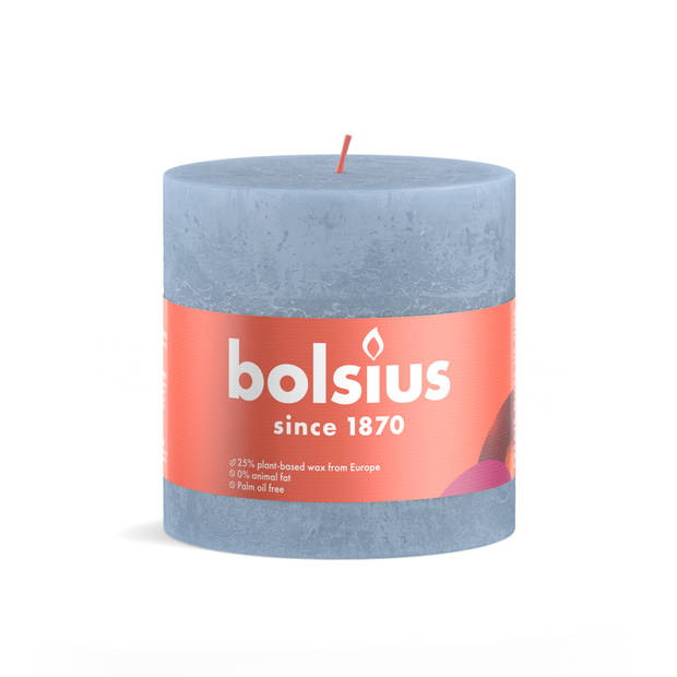 Bolsius Stompkaars Sky Blue - Ø100 mm - Hoogte 10 cm - Blauw - 62 Branduren