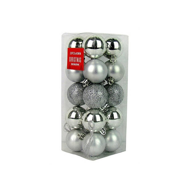 Kerstballen Zilver ?4 cm - Mat & Glimmend - 20 Kerstballen