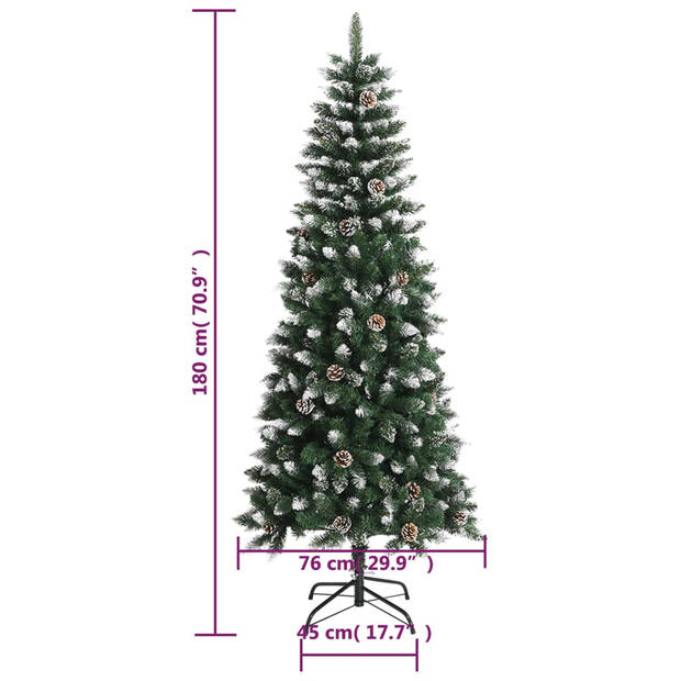 The Living Store Kunstkerstboom - 180cm - Groen - PVC en staal - Scharnierconstructie