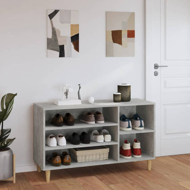 The Living Store Schoenenkast - Betongrijs - 102 x 36 x 60 cm - Stabiel - Ruimtebesparend