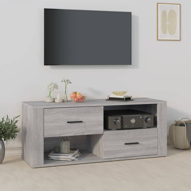 The Living Store Klassieke tv-kast - 100 x 35 x 40 cm - Grijs Sonoma Eiken