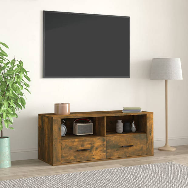 The Living Store Classic TV-meubel - 100 x 35 x 40 cm - Gerookt eiken