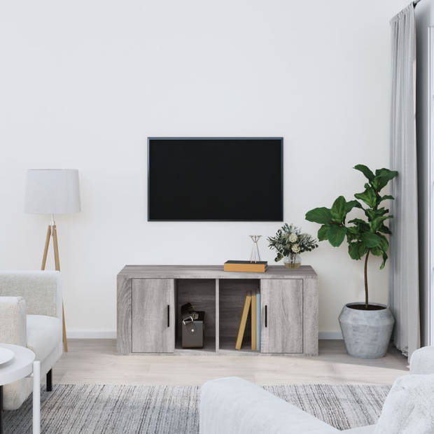 The Living Store TV-meubel - Trendy - TV-meubel - 100 x 35 x 40 cm - Grijs sonoma eiken