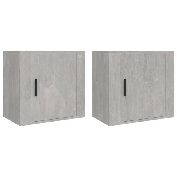 vidaXL Nachtkastjes 2 st wandgemonteerd 50x30x47 cm betongrijs