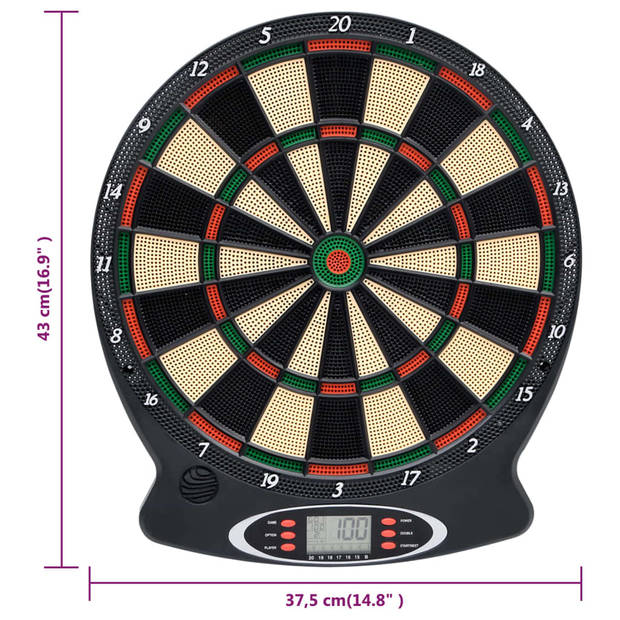 vidaXL Dartbord elektrisch met darts polypropeen zwart