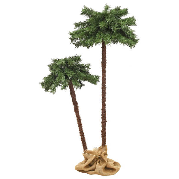 The Living Store Kunstboom Palm - 105 cm - 180 cm - LED-verlichting - stabiele standaard - groen/bruin -