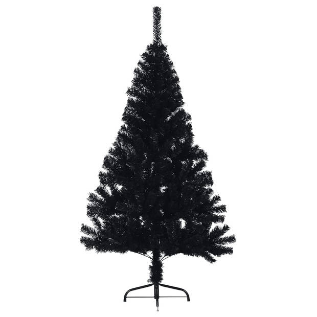 vidaXL Kunstkerstboom met standaard half 150 cm PVC zwart